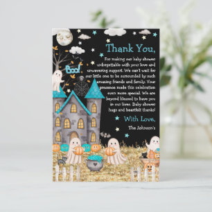 Pastell-Halloween-Little-Boo-Junge-Baby-Party Dankeskarte