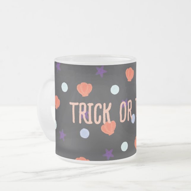 Pastell Halloween Seashells & Sea Stars in Schwarz Kaffeetasse (Vorderseite Links)