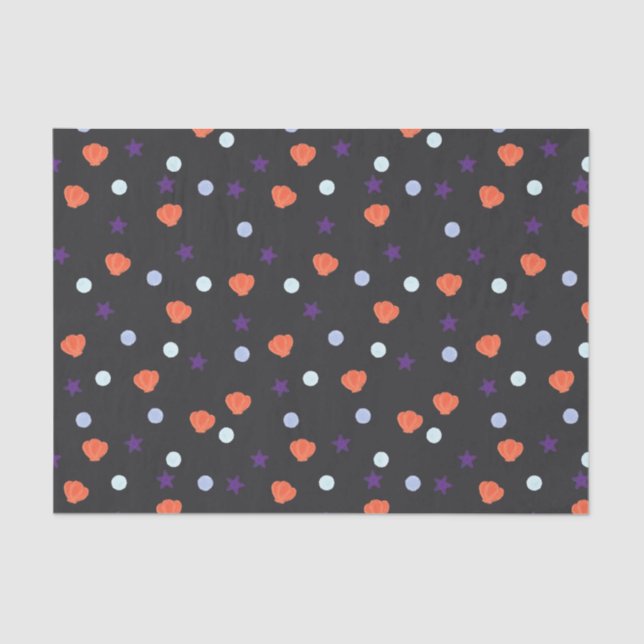 Pastell Halloween Seashells & Sea Stars in Schwarz Seidenpapier (Vorderseite)
