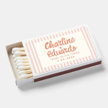 Pastell Handwriting Rosa Retro Wedding Matchboxen