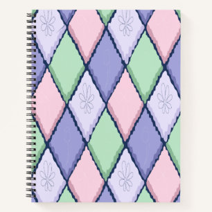 Pastell-Harlekin-Blumen-Spiralblock Notizbuch