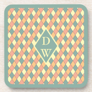 Pastell-Harlekin-Diamant-Monogramm-Design Getränkeuntersetzer