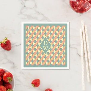 Pastell-Harlekin-Diamant-Monogramm-Party-Dekoratio Serviette