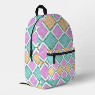 Pastell-Harlekin-Prisma-Diamantmuster Bedruckter Rucksack