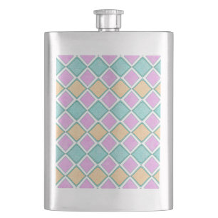 Pastell-Harlekin-Prisma-Diamantmuster Flachmann