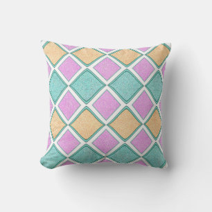 Pastell-Harlekin-Prisma-Diamantmuster Kissen