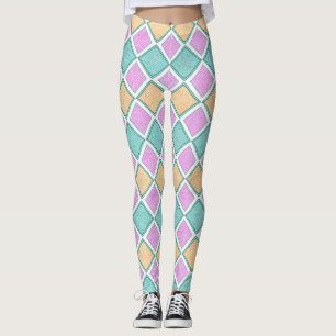 Pastell-Harlekin-Prisma-Diamantmuster Leggings