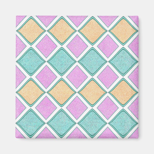 Pastell-Harlekin-Prisma-Diamantmuster Magnet (Vorne)