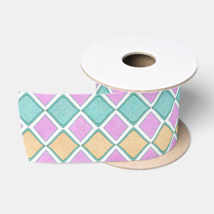Pastell-Harlekin-Prisma-Diamantmuster Satinband