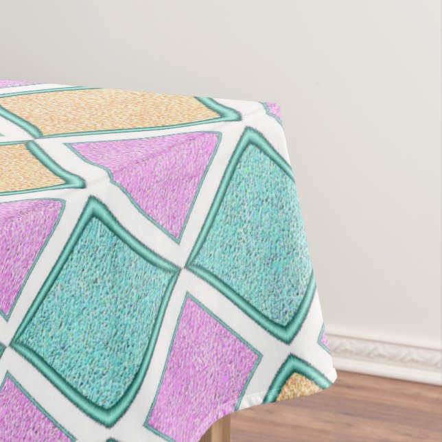 Pastell-Harlekin-Prisma-Diamantmuster Tischdecke (Beispiel)