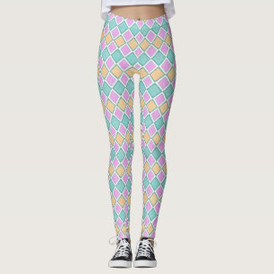 Pastell-Harlekin-Prisma Kleines Diamantmuster Leggings