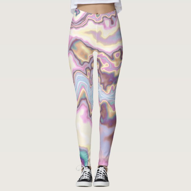 Pastell-Harmonie Marmor-Fluss Leggings (Vorderseite)