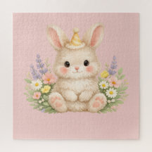 Pastell-Hasen-Wildblumen-Illustration