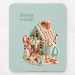Pastell-Haus aus 3D-Süßigkeiten Süße Magie Mousepad
