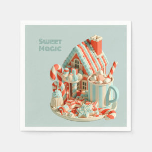 Pastell-Haus aus 3D-Süßigkeiten Süße Magie Serviette
