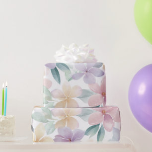Pastell Hawaii Plumeria Lila Grüne Frangipani Geschenkpapier