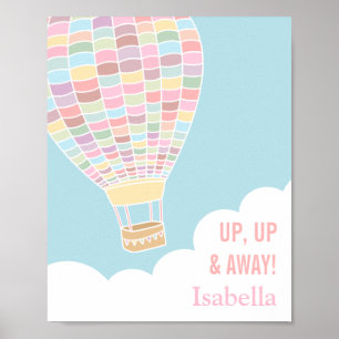 Pastell-Heißluftballon Mädchen Zimmerdeko Poster