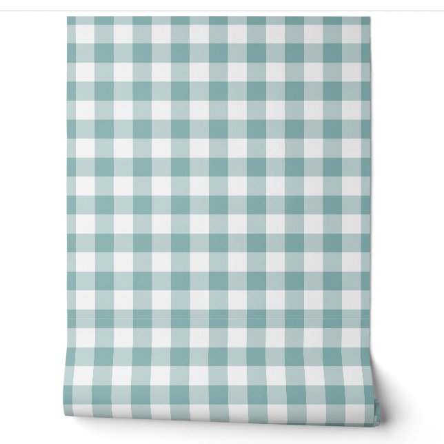 Pastell Hell Türkis Gingham Karo Buffalo Plaid Tapete (Abrollen)