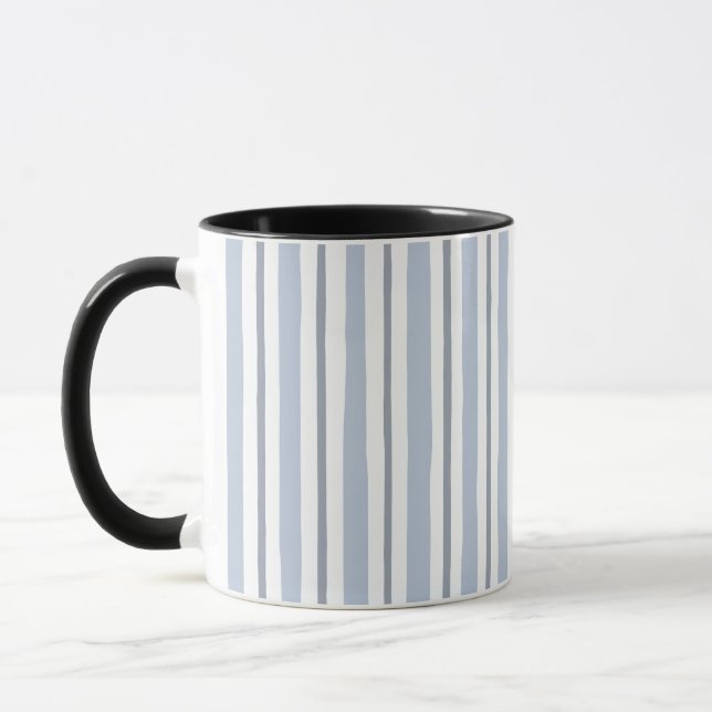 Pastell hellblaue Streifenoptik  Tasse (Links)
