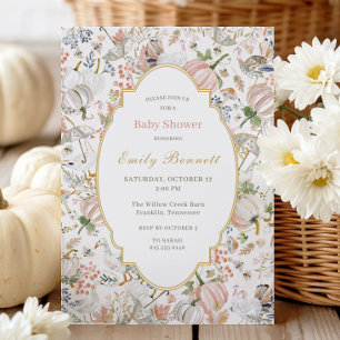 Pastell-Herbst-Gans-Kürbis-Baby-Party Einladung