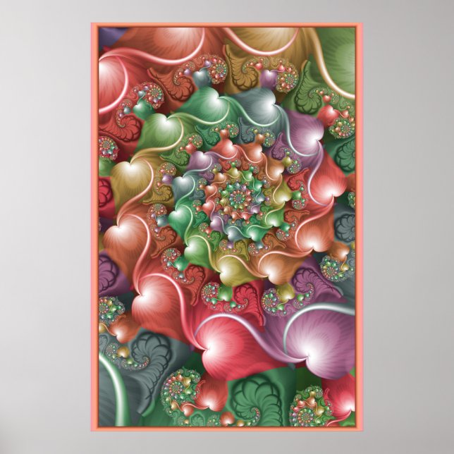 Pastell-Herz-Spirale Poster (Vorne)