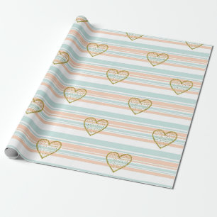 Pastell-Herz-Streifen Glitter-Style-Muster (16) Geschenkpapier