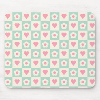 Pastell-Herz- und Blumenmuster Mousepad