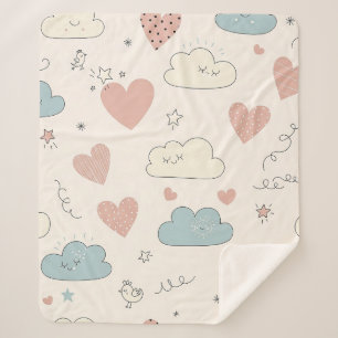 Pastell-Herzen & Wolken-Aquarell-Traum (10) Sherpadecke