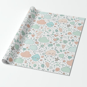 Pastell-Herzen & Wolken-Aquarell-Traum (3) Geschenkpapier
