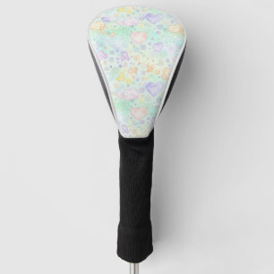 Pastell-Herzen & Wolken Wasserfarben Traum (2) Golf Headcover