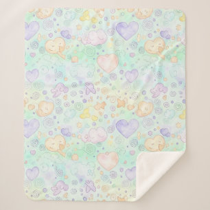 Pastell-Herzen & Wolken Wasserfarben Traum (2) Sherpadecke