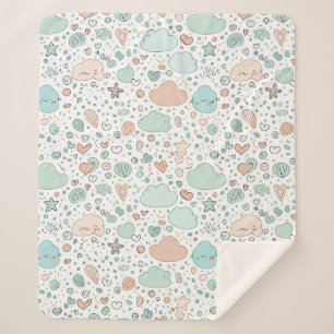 Pastell-Herzen & Wolken Wasserfarben-Traum (3) Sherpadecke
