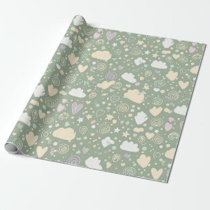 Pastell-Herzen & Wolken Wasserfarben-Traum (4) Geschenkpapier