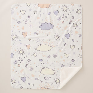 Pastell-Herzen & Wolken Wasserfarben-Traum (7) Sherpadecke