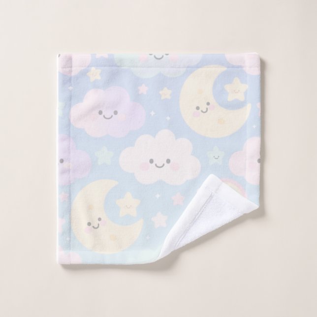 Pastell-Himmel-Kawaii-Handtuch  Badhandtuch Set (Waschlappen)