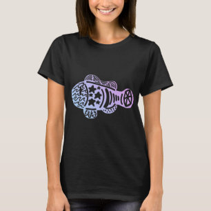 Pastell-Himmel stilisierter Fisch T-Shirt