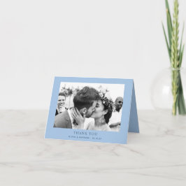 Pastell-Himmelblaue Hochzeit | Moderne Strand-Foto Dankeskarte