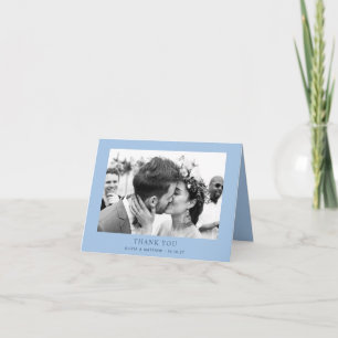 Pastell-Himmelblaue Hochzeit Moderne Strand-Foto Dankeskarte