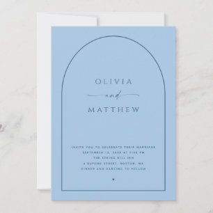 Pastell Himmelblauer Bogen Hochzeit   Foto & QR Co Einladung