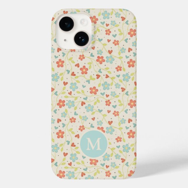 Pastell Hübsch Frühlingsfloral Monogramm Case-Mate iPhone Hülle (Rückseite)