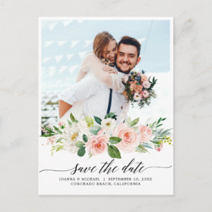 Pastell Hübsch rosa Botanisch Save the Date Postkarte
