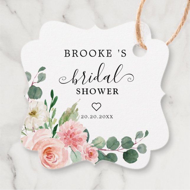 Pastell Hübsch rosa Botanisches Brautparty Geschenkanhänger (Rückseite)