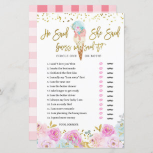 Pastell Ice Cream Floral Er sagte, sie sagte Game