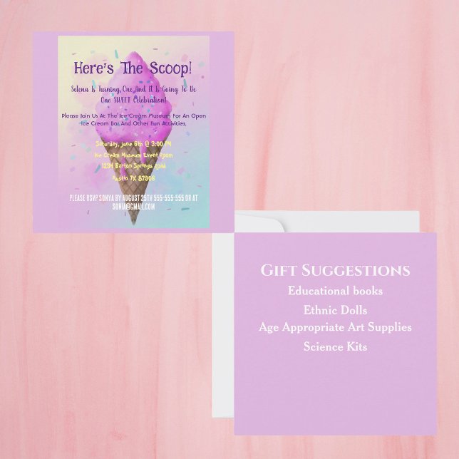 Pastell Ice Creme Cone Tropffel Einladung (Von Creator hochgeladen)