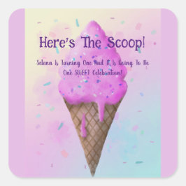 Pastell Ice Creme Cone Tropffel Quadratischer Aufkleber