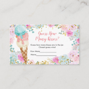 Pastell Ice Creme Floral wie viele Küsse Begleitkarte
