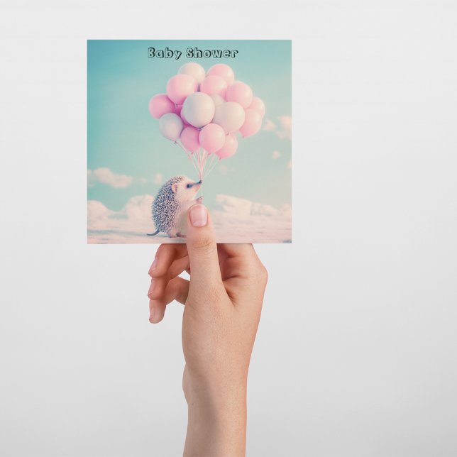 Pastell-Igel-Ballon-Baby-Shower-Karte (Von Creator hochgeladen)