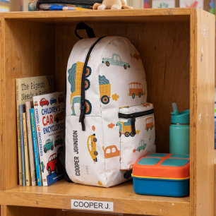 Pastell individueller Auto Name Jungen Rucksack