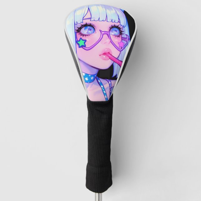 Pastell Internet Mädchen Star Brille Golf Headcover (Vorderseite)