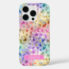 Pastell-Irideszenz-Leopardenprint monogrammiert iPhone 16 Pro Hülle